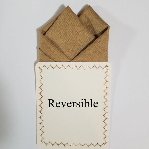 New - Khaki Tan Cotton Pre-Folded Pocket Square Handkerchief Insert - Picture 6 of 7